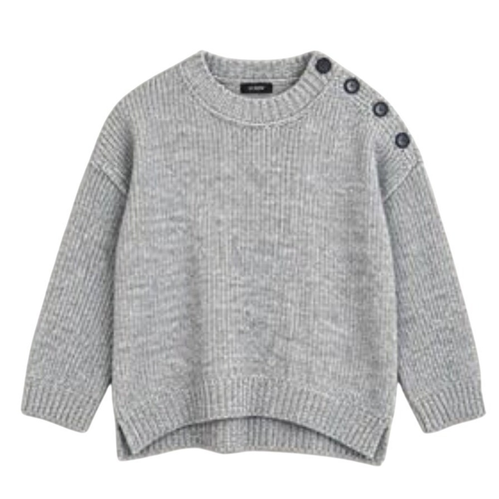 J.Crew Sweater Women 3X Gray Alpaca Wool Blend Button Shoulder Minimalist Cozy